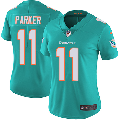Miami Dolphins #11 DeVante Parker Aqua Green Team Color Women's Stitched Vapor Untouchable Limited Jersey Womens