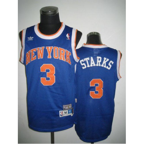 New York Knicks #3 John Starks Blue Throwback Stitched Jersey Mens