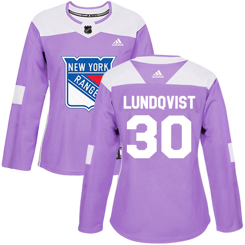 Adidas New York Rangers #30 Henrik Lundqvist Purple Authentic Fights Cancer Women's Stitched Jersey Womens
