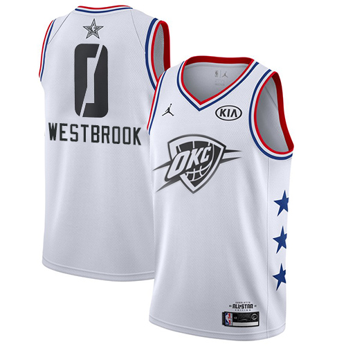 Oklahoma City Thunder #0 Russell Westbrook White Womens Jordan Swingman 2019 All-Star Game Jersey Womens