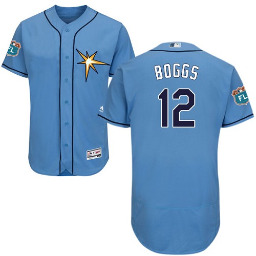 Tampa Bay Rays #12 Wade Boggs Light Blue Flexbase Authentic Collection Stitched Jersey Men's