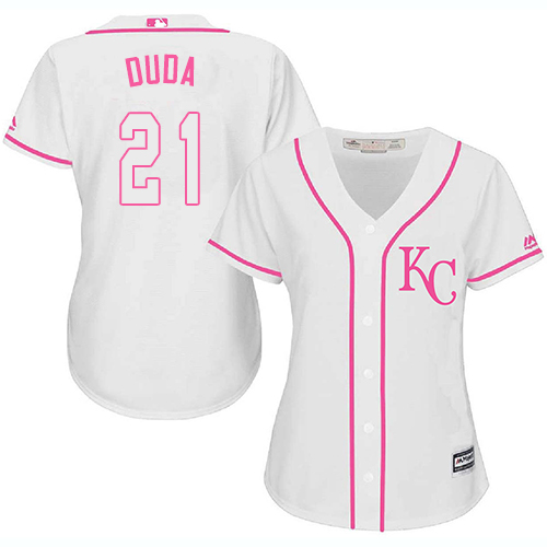 Kansas City Royals #21 Lucas Duda White/Pink Fashion Women's Stitched Jersey Womens