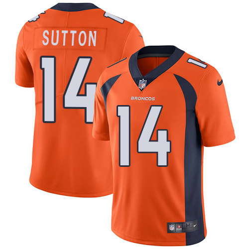 Denver Broncos #14 Courtland Sutton Orange Team Color Men's Stitched Vapor Untouchable Limited Jersey Men's