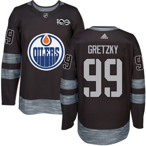 Adidas Edmonton Oilers #99 Wayne Gretzky Black 1917-2017 100th Anniversary Stitched Jersey Men's