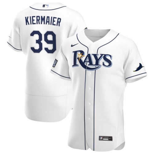 Tampa Bay Tampa Bay Rays #39 Kevin Kiermaier Men's White Home 2020 World Series Bound Authentic Player Jersey Men's