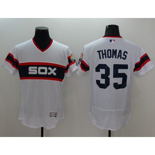 Chicago White Sox #35 Frank Thomas White Flexbase Authentic Collection Alternate Home Stitched Jersey Men's