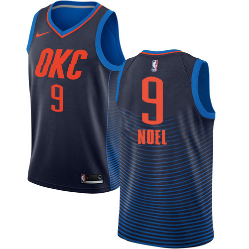 Oklahoma City Thunder #9 Nerlens Noel Navy Blue Swingman Statement Edition Jersey Mens