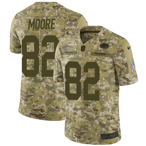 Green Bay Packers #82 J'Mon Moore Camo Men's Stitched Limited 2018 Salute To Service Jersey Men's