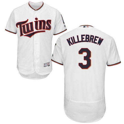Minnesota Twins #3 Harmon Killebrew White Flexbase Authentic Collection Stitched Jersey Men's