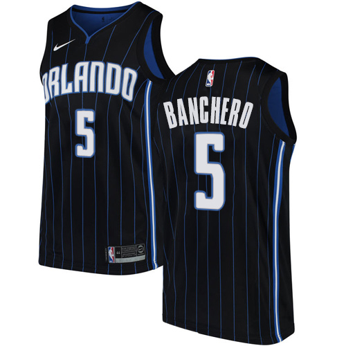 Orlando Magic #5 Paolo Banchero Black Swingman Statement Edition Jersey Mens