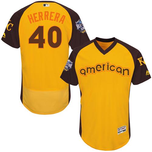 Kansas City Royals #40 Kelvin Herrera Gold Flexbase Authentic Collection 2016 All-Star American League Stitched Jersey Men's