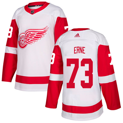 Adidas Detroit Red Wings #73 Adam Erne White Road Authentic Stitched Youth Jersey Youth
