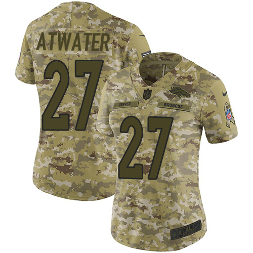 Denver Broncos #27 Steve Atwater Camo Women's Stitched Limited 2018 Salute to Service Jersey Womens