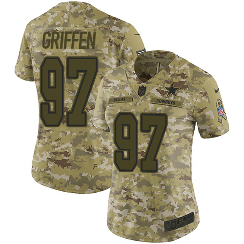 Dallas Cowboys #97 Everson Griffen Camo Women's Stitched Limited 2018 Salute To Service Jersey Womens