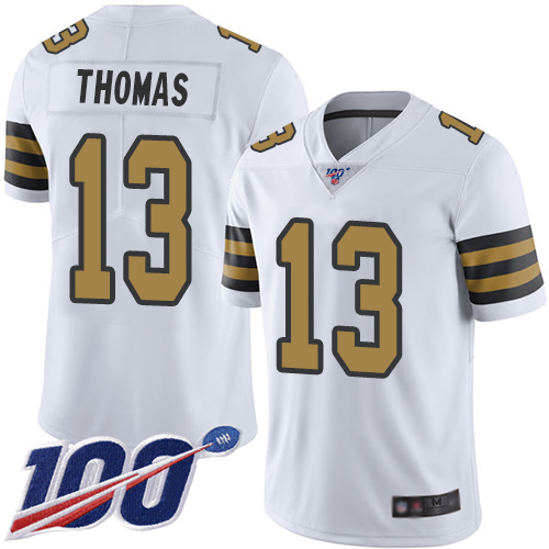 Saints #13 Michael Thomas White Youth Stitched Limited Rush 100th Season Jersey