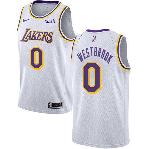Los Angeles Lakers #0 Russell Westbrook Womens White Swingman Association Edition Jersey Womens