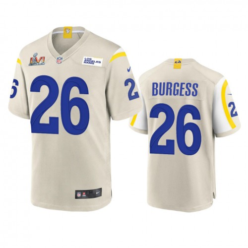 Los Angeles Los Angeles Rams #26 Terrell Burgess Men's Super Bowl LVI Patch Game Jersey - Bone Men's