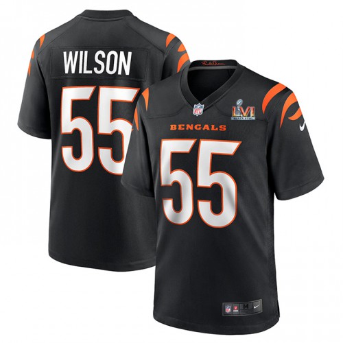 Cincinnati Cincinnati Bengals #55 Logan Wilson Black Super Bowl LVI Patch Game Jersey Men's