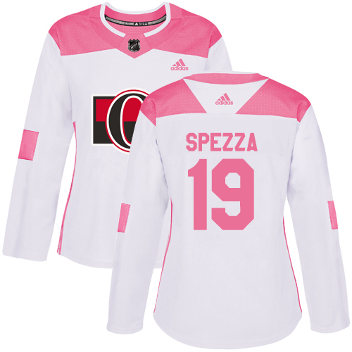 Adidas Ottawa Senators #19 Jason Spezza White/Pink Authentic Fashion Women's Stitched Jersey Womens