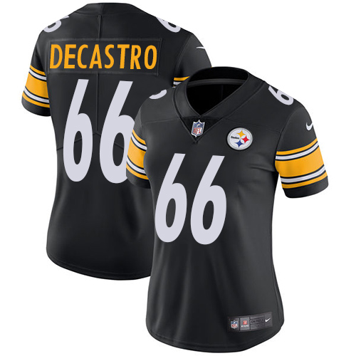 Pittsburgh Steelers #66 David DeCastro Black Team Color Women's Stitched Vapor Untouchable Limited Jersey Womens