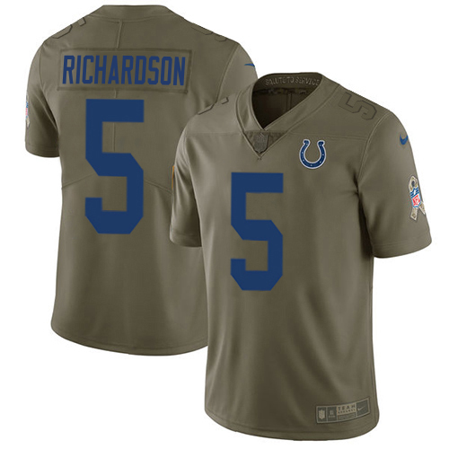 Colts #5 Anthony Richardson Olive Youth Stitched Limited 2017 Salute To Service Jersey