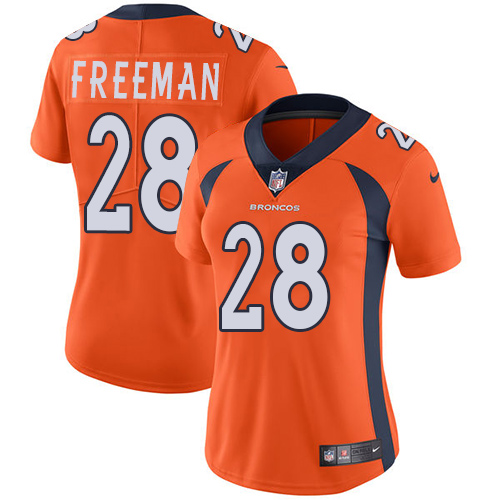 Denver Broncos #28 Royce Freeman Orange Team Color Women's Stitched Vapor Untouchable Limited Jersey Womens