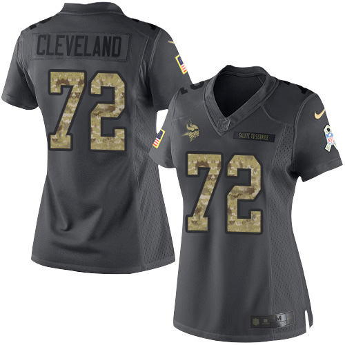 Minnesota Vikings #72 Ezra Cleveland Black Women's Stitched Limited 2016 Salute to Service Jersey Womens