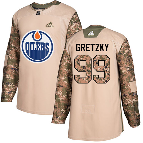 Adidas Edmonton Oilers #99 Wayne Gretzky Camo Authentic 2017 Veterans Day Stitched Youth Jersey Youth