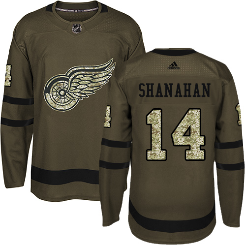 Adidas Detroit Red Wings #14 Brendan Shanahan Green Salute to Service Stitched Jersey Men's