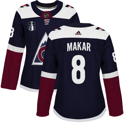 Adidas Colorado Avalanche #8 Cale Makar Navy Women's 2022 Stanley Cup Final Patch Alternate Authentic Stitched Jersey Womens