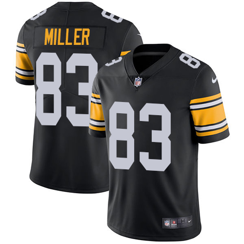 Pittsburgh Steelers #83 Heath Miller Black Alternate Youth Stitched Vapor Untouchable Limited Jersey Youth