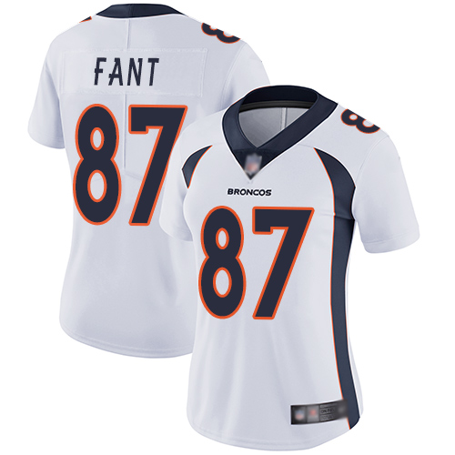 Denver Broncos #87 Noah Fant White Women's Stitched Vapor Untouchable Limited Jersey Womens
