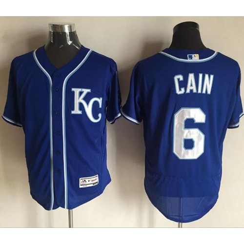 Kansas City Royals #6 Lorenzo Cain Royal Blue Flexbase Authentic Collection Stitched Jersey Men's