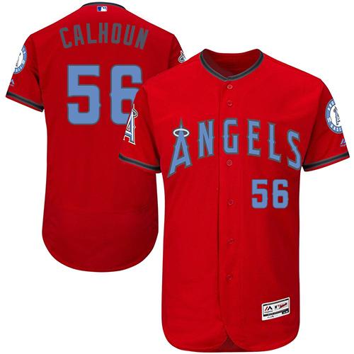Los Angeles Angels of Anaheim #56 Kole Calhoun Red Flexbase Authentic Collection Father's Day Stitched Jersey Men's