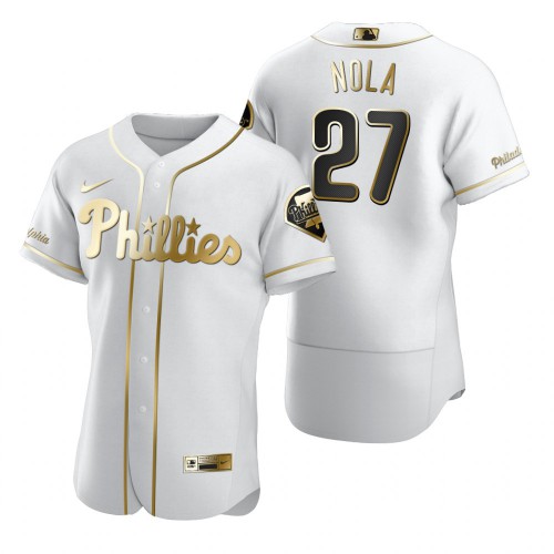 Philadelphia Philadelphia Phillies #27 Aaron Nola White Men's Authentic Golden Edition Jersey Men's