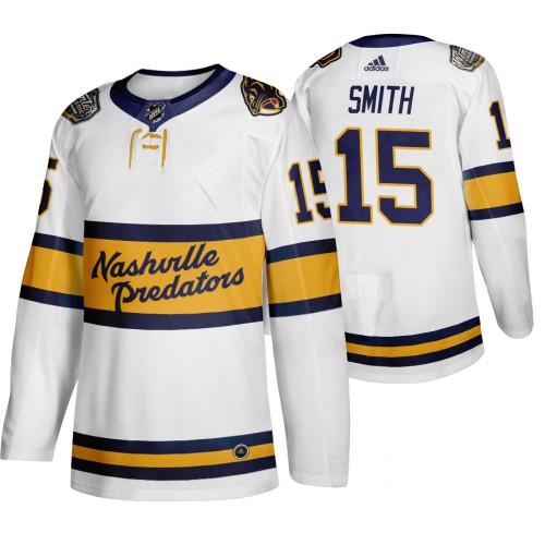 Adidas Nashville Predators #15 Craig Smith Men's White 2020 Winter Classic Retro Authentic Jersey Men's