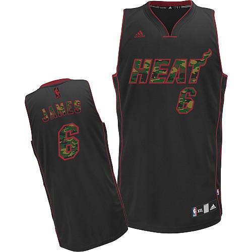 Miami Heat #6 LeBron James Black Camo Fashion Stitched Jersey Mens