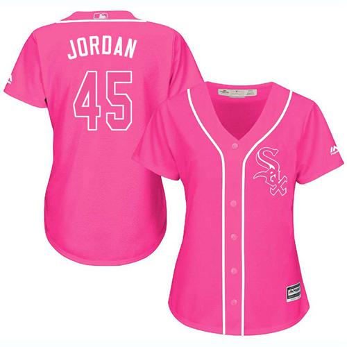 Chicago White Sox #45 Michael Jordan Pink Fashion Women's Stitched Jersey Womens