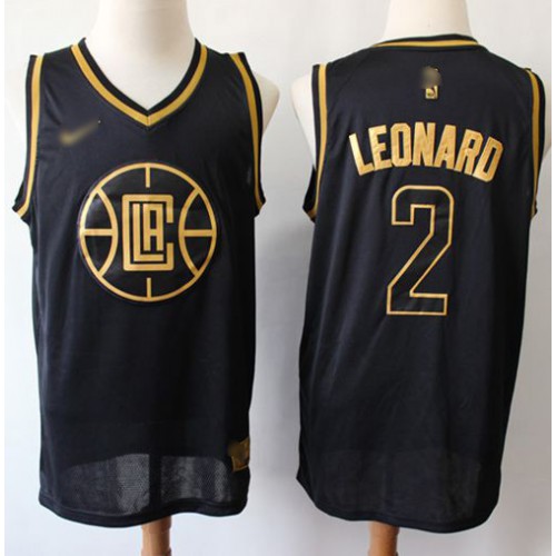 Los Angeles Clippers #2 Kawhi Leonard Black/Gold Swingman Limited Edition Jersey Mens