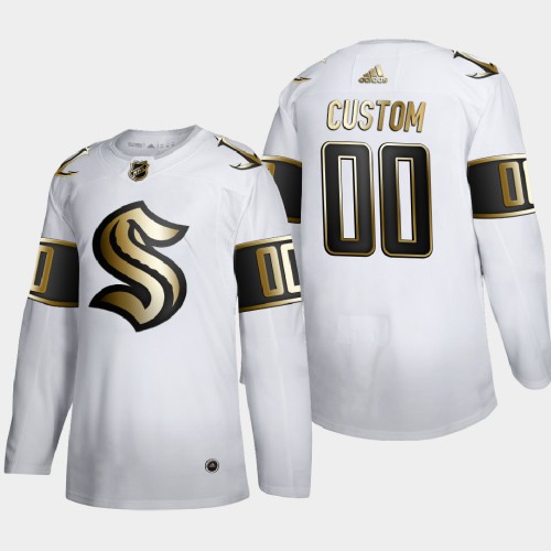 Seattle Kraken Custom Men's Adidas White Golden Edition Limited Stitched Jersey