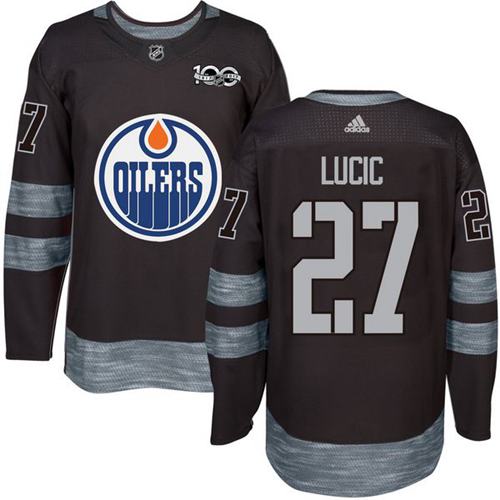 Adidas Edmonton Oilers #27 Milan Lucic Black 1917-2017 100th Anniversary Stitched Jersey Men's