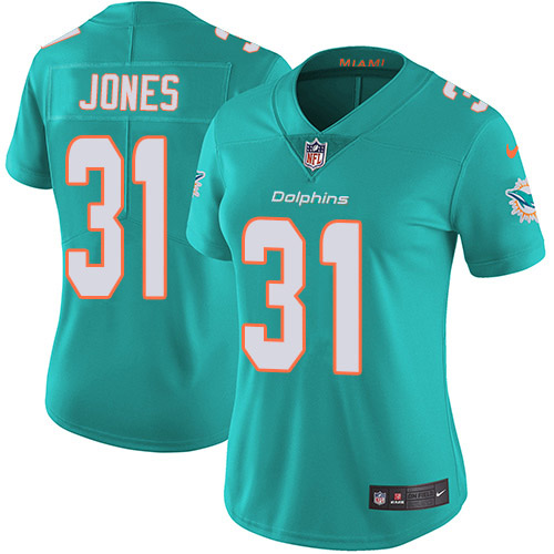 Miami Dolphins #31 Byron Jones Aqua Green Team Color Women's Stitched Vapor Untouchable Limited Jersey Womens