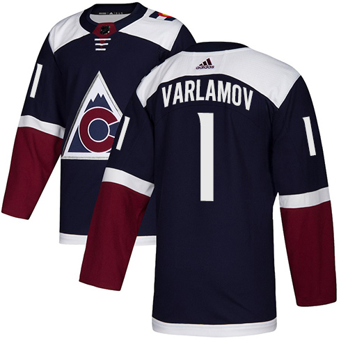 Adidas Colorado Avalanche #1 Semyon Varlamov Navy Alternate Authentic Stitched Jersey Men's
