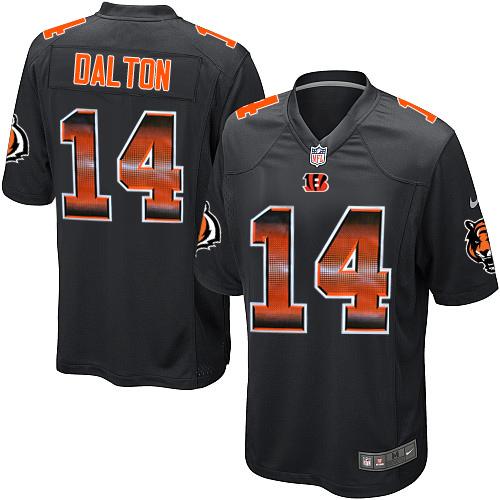 Cincinnati Bengals #14 Andy Dalton Black Team Color Men's Stitched Limited Strobe Jersey Men's