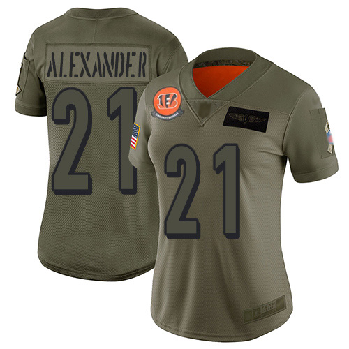 Cincinnati Bengals #21 Mackensie Alexander Camo Women's Stitched Limited 2019 Salute To Service Jersey Womens