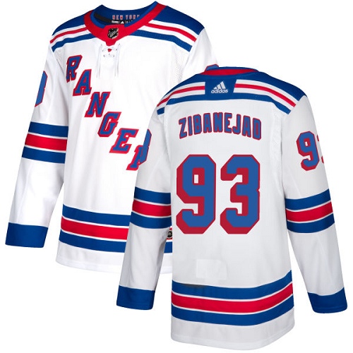 Adidas New York Rangers #93 Mika Zibanejad White Road Authentic Stitched Jersey Men's