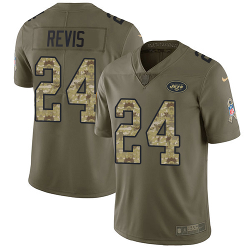 Jets #24 Darrelle Revis Olive/Camo Youth Stitched Limited 2017 Salute To Service Jersey