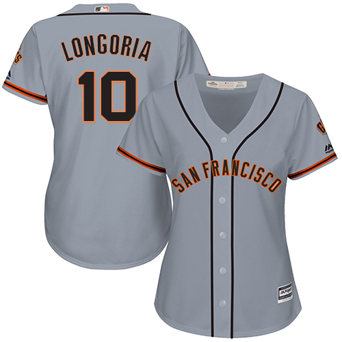 San Francisco Giants #10 Evan Longoria Grey Road Women's Stitched Jersey Womens