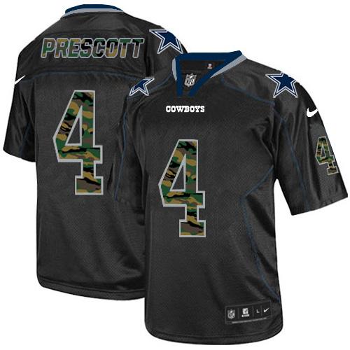 Cowboys #4 Dak Prescott Black Men's Stitched Elite Camo Fashion Jersey