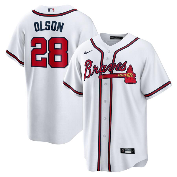 Men's Youth Women's Atlanta Braves #28 Matt Olson White Home Jersey